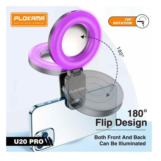 PLOKAMA U20 PRO Selfie Mirror with RGB LED Ring