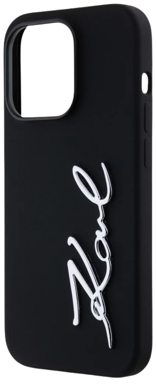 Karl Lagerfeld Silicone Metal Script Logo Case for iPhone 16 ProMax