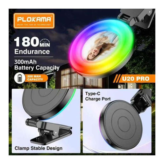 PLOKAMA U20 PRO Selfie Mirror with RGB LED Ring