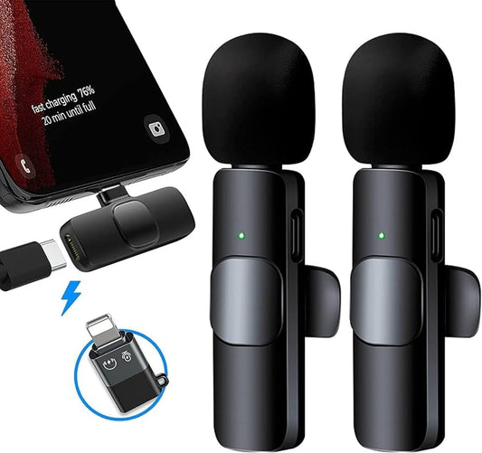K9 Dual Wireless Microphone, Mini Portable Recording Microphone with Receiver