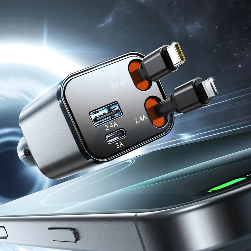 Joyroom 65W 4-in-1 Retractable Cable Car Charger