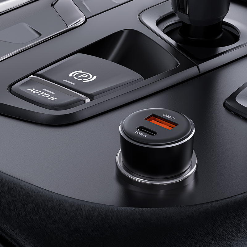 Fast Charge Car Charger B12 60W (1xUSB-C + 1xUSB-A)