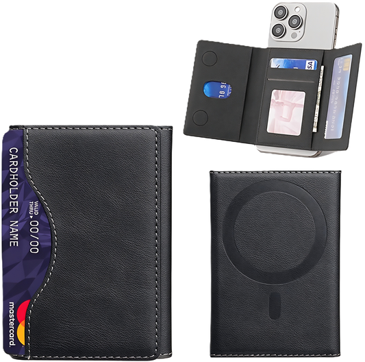 Magnetic Leather Wallet Stylish Trifold Compatible with all iPhone and any magsafe case , Luxury Design, Slim Stylish Leather Case Easy to Carry