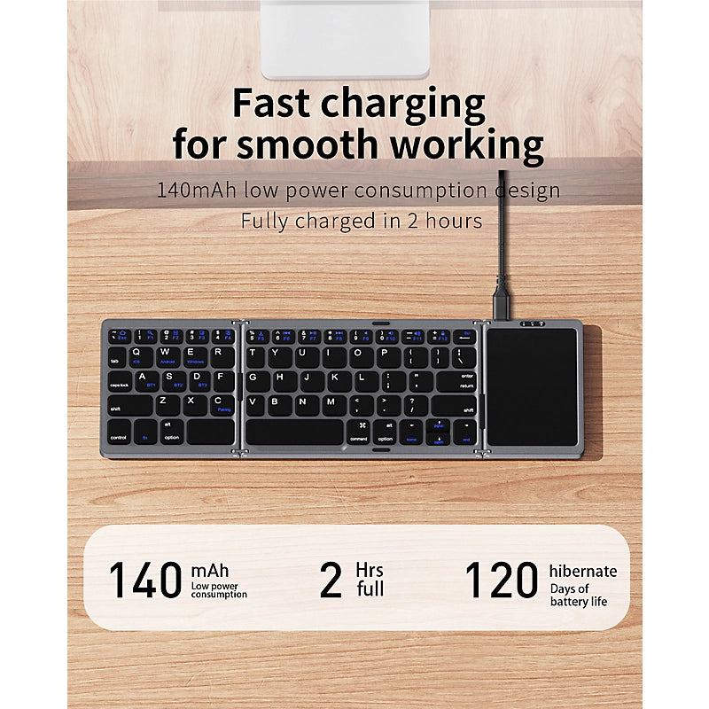 Recci Triple Folding Touch Bluetooth Keyboard RCS-K01