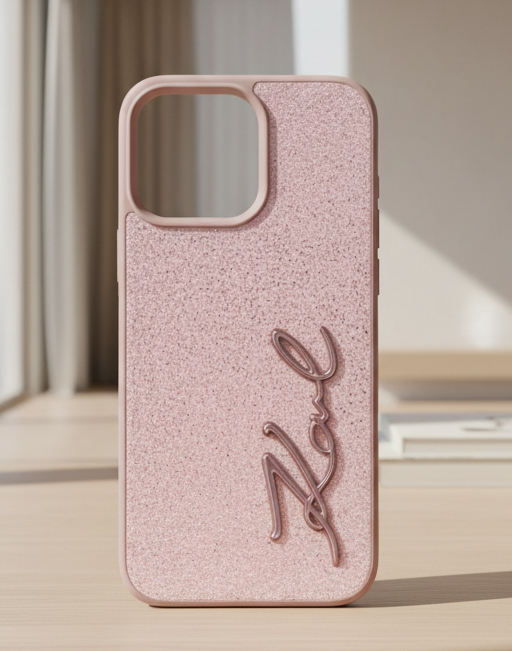 Karl Lagerfeld Silicone Metal Script Logo Case for iPhone 16 ProMax