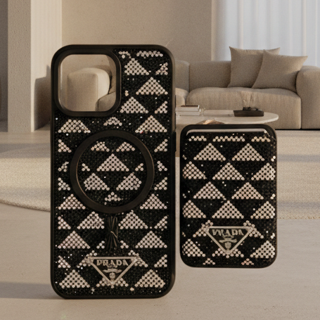 PRADA iPhone Case with Magsafe Card Holder For 16 Pro Max