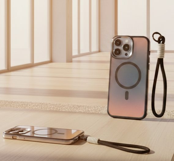Blu wolf clear case with frame and hand strap / magsafe for iphone