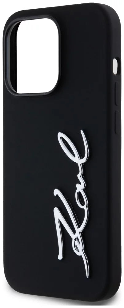 Karl Lagerfeld Silicone Metal Script Logo Case for iPhone 16 ProMax