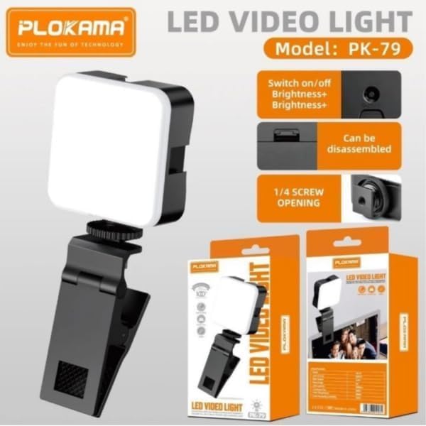 PLOKAMA LED Video Light - PK-79 - Portable Dimmable Pocket Lamp - Black
