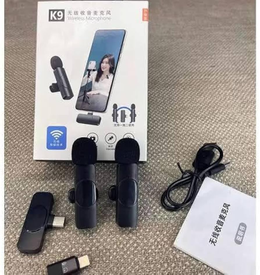 K9 Dual Wireless Microphone, Mini Portable Recording Microphone with Receiver