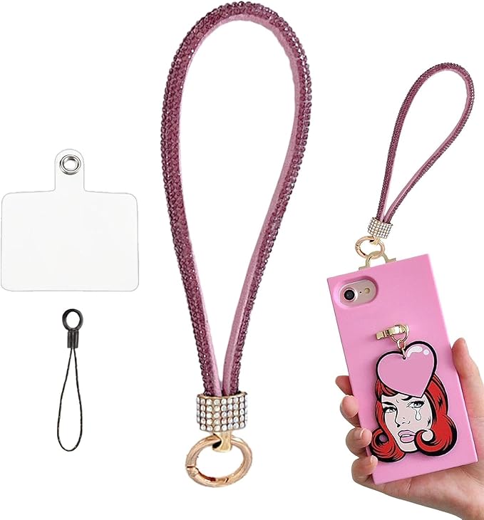 Crystal Rhinestone Lanyard with Key Ring, Strap