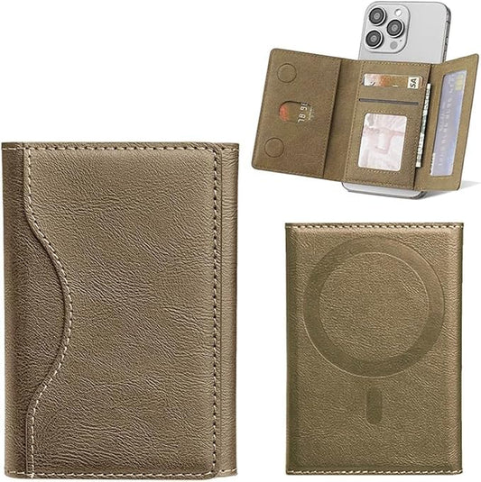 Magnetic Leather Wallet Stylish Trifold Compatible with all iPhone and any magsafe case , Luxury Design, Slim Stylish Leather Case Easy to Carry