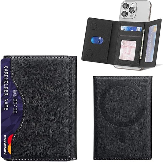 Magnetic Leather Wallet Stylish Trifold Compatible with all iPhone and any magsafe case , Luxury Design, Slim Stylish Leather Case Easy to Carry