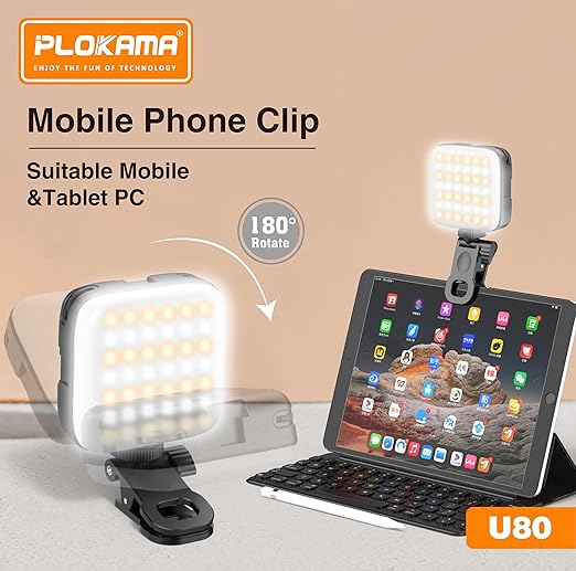 PLOKAMA U80 LED RGB Mobile Phone Light - Video Photography - Mini for Mobile Phones for Professional Photography