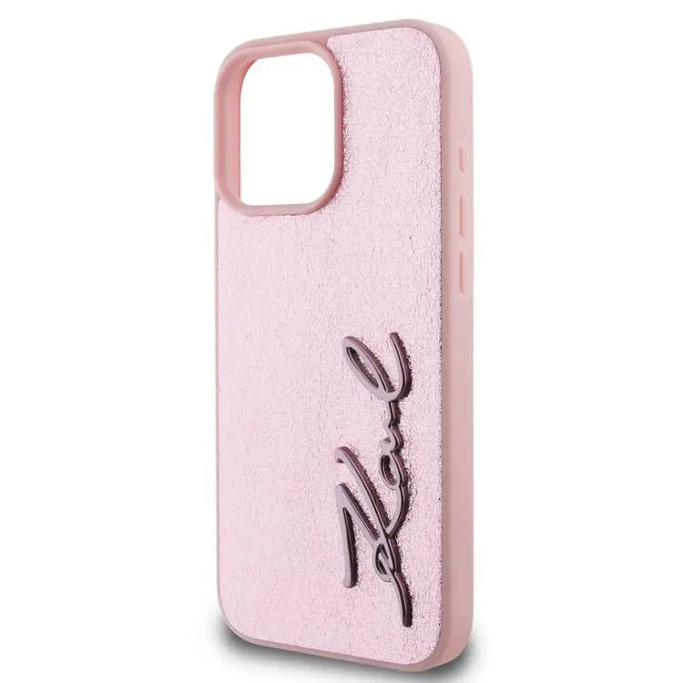 Karl Lagerfeld Silicone Metal Script Logo Case for iPhone 16 ProMax