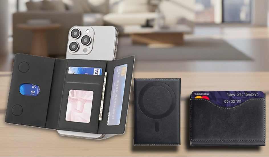 Magnetic Leather Wallet Stylish Trifold Compatible with all iPhone and any magsafe case , Luxury Design, Slim Stylish Leather Case Easy to Carry