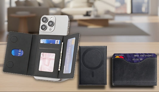 Magnetic Leather Wallet Stylish Trifold Compatible with all iPhone and any magsafe case , Luxury Design, Slim Stylish Leather Case Easy to Carry