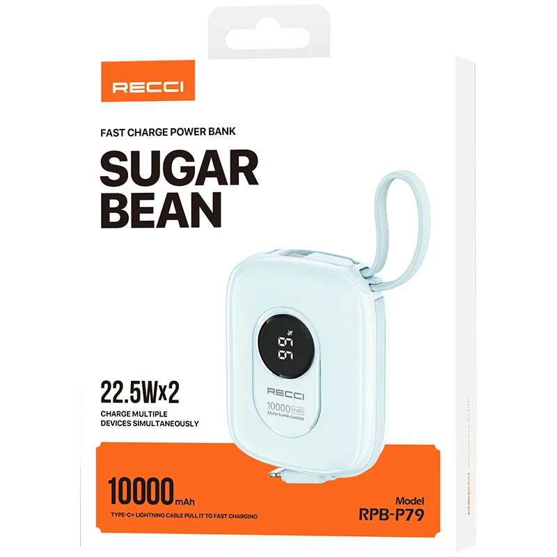 Recci RPB-P79 10000mAh Power Bank with Built-in Cables