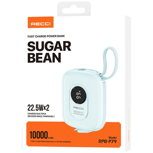 Recci RPB-P79 10000mAh Power Bank with Built-in Cables