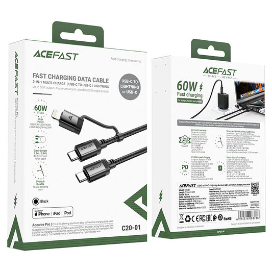 ACEFAST Charging Data Cable C20-01 USB-C to Lightning / USB-C Certified MFI