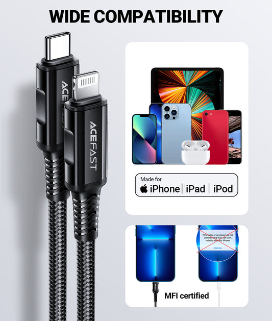 ACEGFAST Charging data cable C1-01 USB-C to Lightning certified MFI