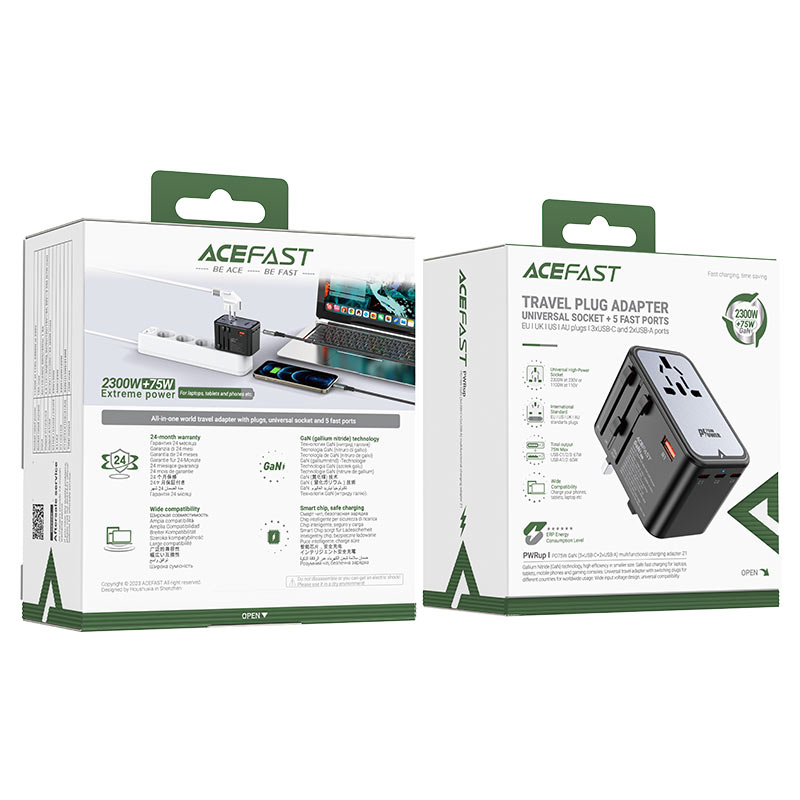 ACEFAST Charging Adapter Z1 2300W + PD75W GaN For traveling