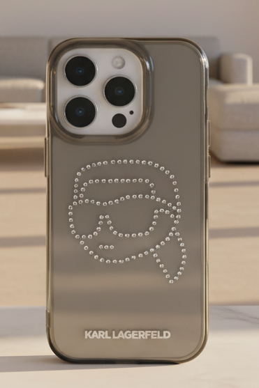 Karl Lagerfeld IML Hard Case with Rhinestones Karl Logo for iPhone 16 Pro Max