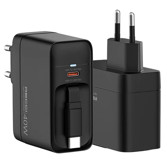 Recci Wall Charger 40W Stretchable Cable Rc102E for Iphone 17 Pro and 17 Pro max