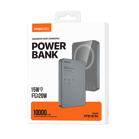 Recci Magnetic Power Bank 10000 mAh 15W RPB-W36